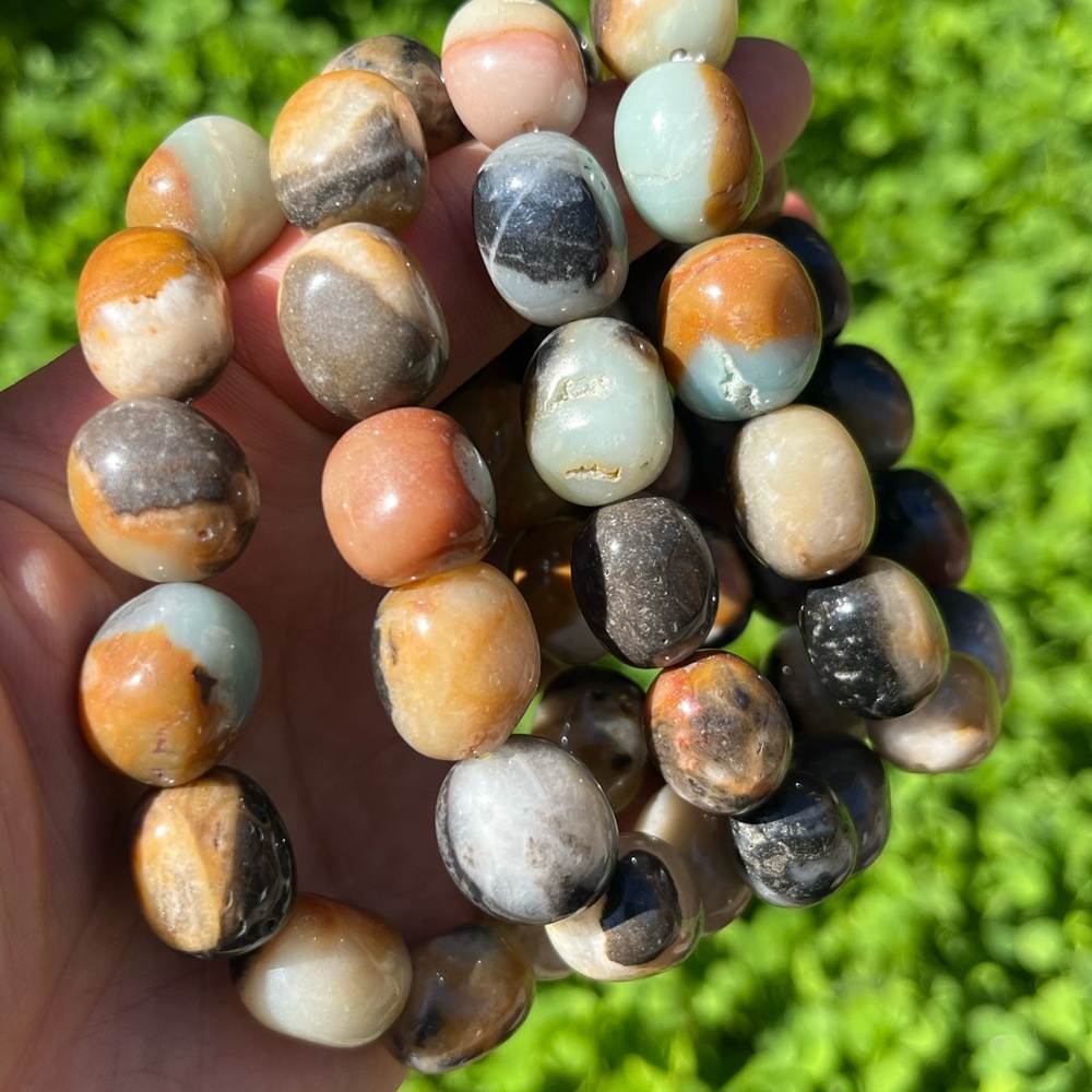 Chunky Caribbean calcite tumbled stone bracelet